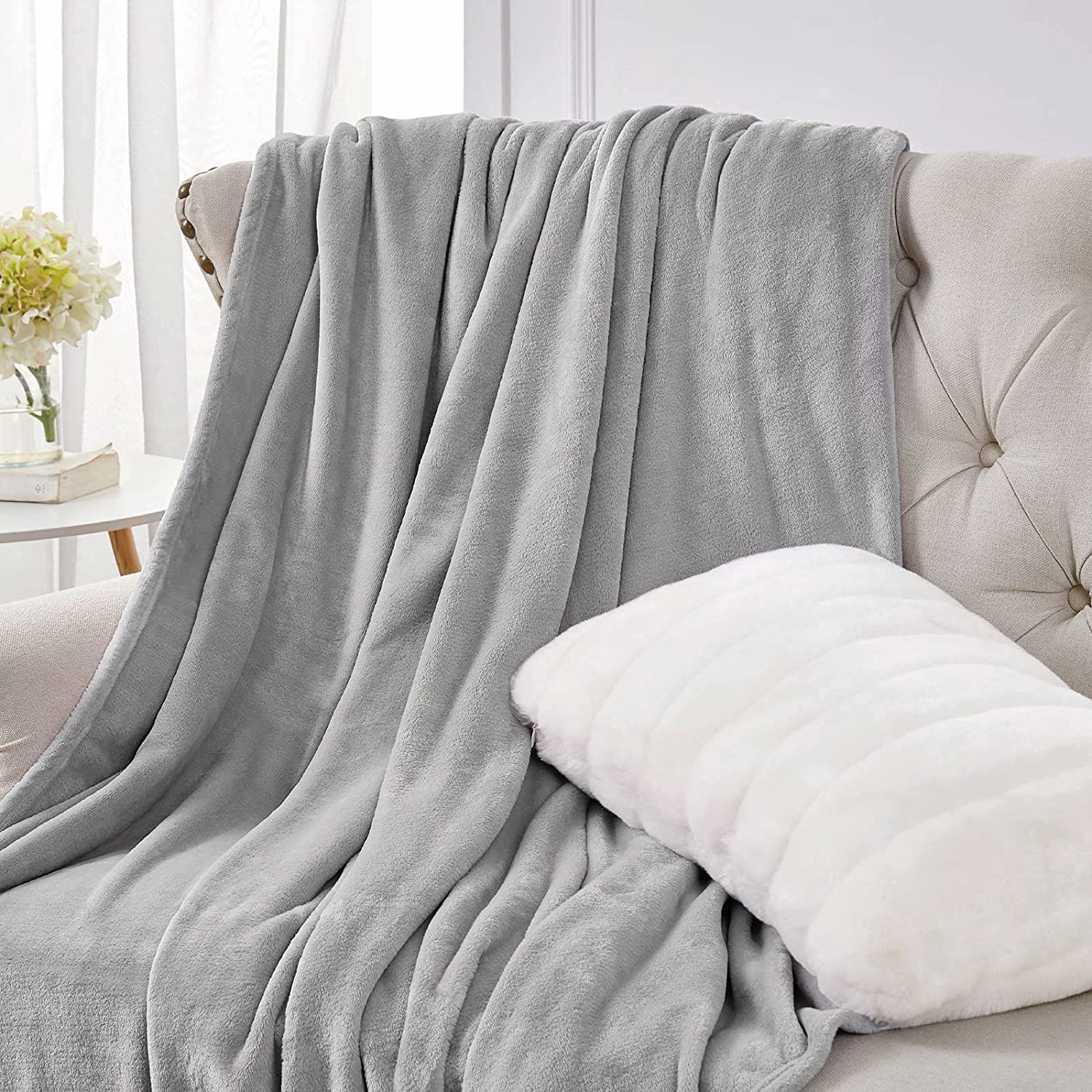 Fleece blanket, Fleece throw blanket, fluffy blanket, warm blanket, soft blanket,sofa fleece throw, sofa blankets , light grey blankets, double size