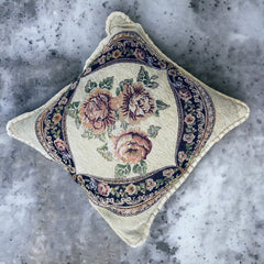 Embroidered Floral Printed Sofa Cushion Cover Cream