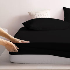 Extra Deep Fitted Bed Sheets Single, Double, King Sizes Black 25cm