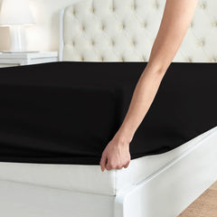 Extra Deep Fitted Bed Sheets Single, Double, King Sizes Black 25cm