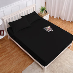 Extra Deep Fitted Bed Sheets Single, Double, King Sizes Black 25cm