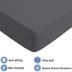 Extra Deep Fitted Bed Sheets Single, Double, King Sizes Charcoal 25cm