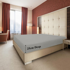 Extra Deep Fitted Bed Sheets Single, Double, King Sizes Grey 25cm
