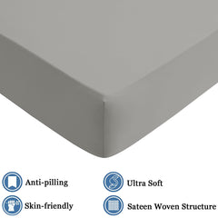 Extra Deep Fitted Bed Sheets Single, Double, King Sizes Grey 25cm