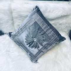 cushion covers, sofa cushion cover, Embroidered cushion cover, floral printed cushion cover, velvet cushion cover, silver gray cushion cover